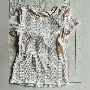 BiBi Cable Knit Low Gauge Short Sleeve Sweater Top